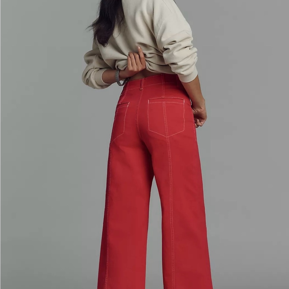 Maeve Vibrant Pink Wide Leg Jeans Size 28